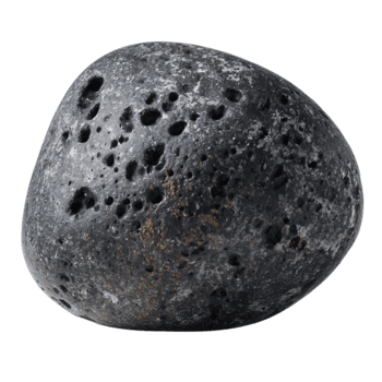 slät basalt flod sten visning bra porer och spräcklig mineral fräknar, grafitgrå yta med dämpad textur, naturlig och organisk, isolerat på transparent bakgrund. png