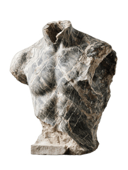 antico marmo torso frammento mostrando freddo grigio vene, liscio logoro struttura e rotto bordi, senza tempo classico dettaglio, isolato su trasparente sfondo. png