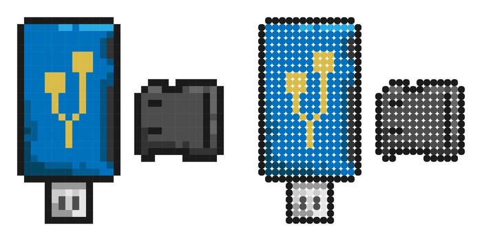 Pixel icon. Adapter for connecting external carriers of digital information vector