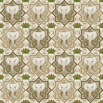 Elegant elephant and flower pattern design vector