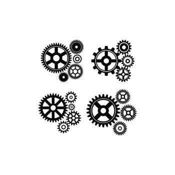 Art of collection of various gear wheels, a versatile set for mechanical, industrial, or technical design projects and presentations vector
