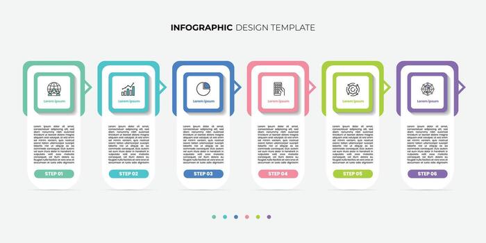 Modern Infographic label design template with icons and 6 options or steps. Can be used for process diagram, presentations, workflow layout, banner, flow chart, vector
