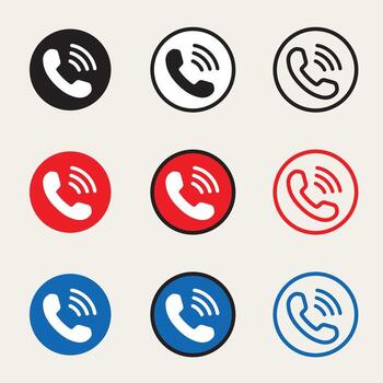 Simple call icon set. black, red and blue call icon button. Phone icon in flat style. Call sign vector