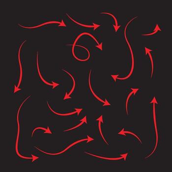 Curve arrow icon set. set of red long curve arrow for app and ui design. long up arrow icon set illustration vector