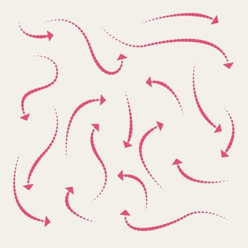 Curve arrow icon set. set of red long curve arrow for app and ui design. long up arrow icon set vector