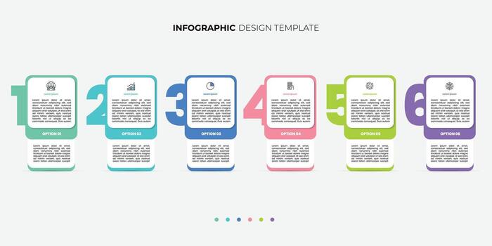 Modern Infographic label design template with icons and 6 options or steps. Can be used for process diagram, presentations, workflow layout, banner, flow chart, info graph. vector
