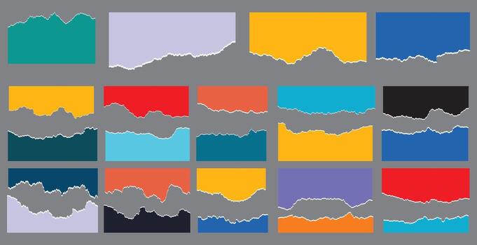 A set of different colored paper rip texture vector