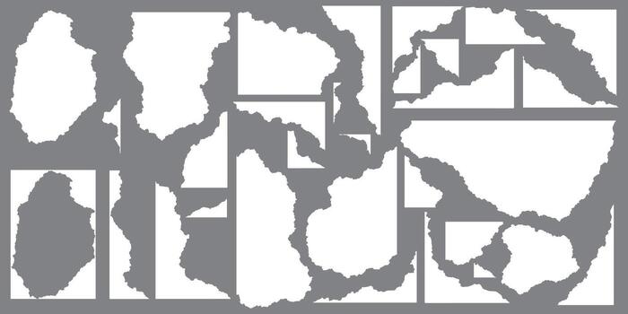 set of ripped white paper sheets isolated on a transparent background. vector