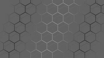 rörelse bakgrund med en rutnät av hexagoner mjukt ändringar nyans från ljus grå i de Centrum till mörkare nyanser på de kanter video