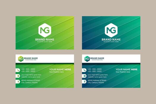collection of Green Gradient Business Card template design on horizontal layout. vector