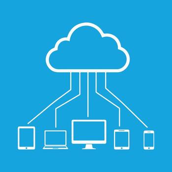 Cloud computing concept with connected devices technology vector