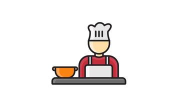 Kochen Symbol Animation. animiert Symbol verbunden zu Essen Vorbereitung. geeignet zum Benutzer Schnittstelle, zur Verfügung stellen visuell Feedback und mehr. Schleifen Animation Stil. Alpha Kanal, transparent Hintergrund video
