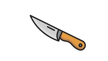 Messer Symbol Animation. animiert Symbol verbunden zu Kochen Werkzeug. geeignet zum Benutzer Schnittstelle, zur Verfügung stellen visuell Feedback und mehr. Schleifen Animation Stil. Alpha Kanal, transparent Hintergrund video