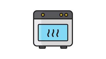 Ofen Symbol Animation. animiert Symbol verbunden zu Kochen Gerät. geeignet zum Benutzer Schnittstelle, zur Verfügung stellen visuell Feedback und mehr. Schleifen Animation Stil. Alpha Kanal, transparent Hintergrund video