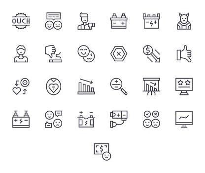 25 64x64 Icons for Negative in Editable Regular Line Format vector