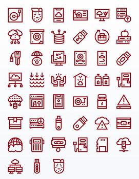 45 High Resolution Icons for Backup in Detail Enhanced Bold Line Format vector