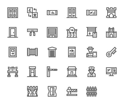 28 Icons for Gate optimized in Display Perfect 64x64 Bold Line resolution vector