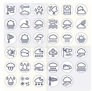 35 Regular Line Editable High Resolution Icons from Meteorology Suite vector