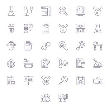 Testing Design Icons featuring 32 PIXEL Perfect Thin Line Style vector