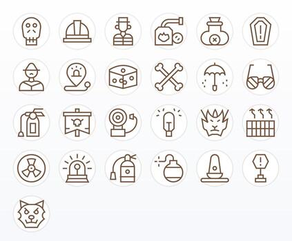 Hazard Comprehensive Bundle with 25 Pixel Optimized Regular Line Retina Ready Icons vector