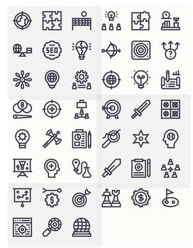 Strategy Icon Toolkit featuring 45 Editable High Resolution Bold Line elements vector