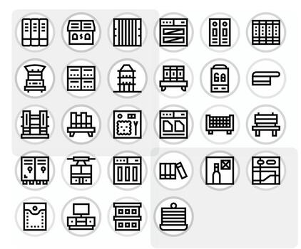 Compartment Icon Toolkit featuring 28 Pixel Aligned 128x128 Bold Line elements vector