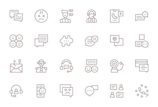 Response Scalable Set featuring 24 Grid Fitted Thin Line 64x64 Icons vector