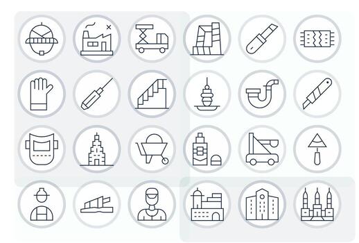 Construction Icon Toolkit featuring 24 Display Perfect 256x256 Thin Line elements vector