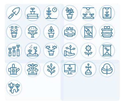 Sprout Visual Pack containing 25 Regular Line Editable Icons vector