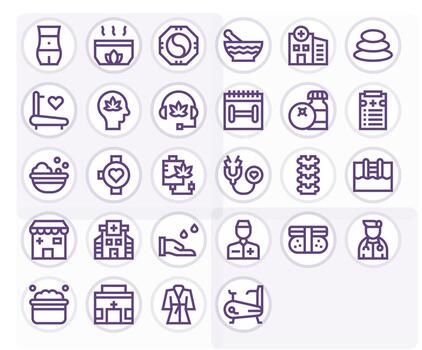 28 Display Perfect Icons themed around Wellness in High Resolution Bold Line format vector