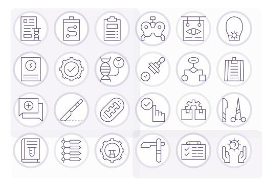 24 High Resolution Icons for Procedure in Display Perfect Thin Line Format vector