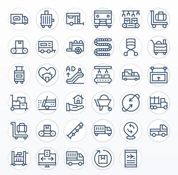 35 Regular Line Editable Icons for Moving Graphics vector