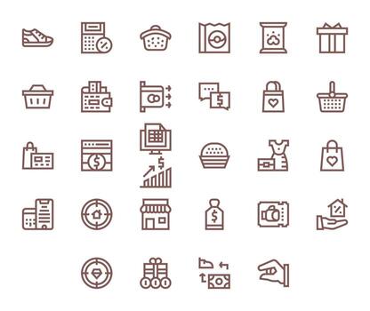 Purchase Icon Toolkit featuring 28 Pixel Optimized Retina Ready Bold Line elements vector