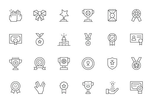 Recognition Design Icons featuring 24 Display Perfect Thin Line Style vector