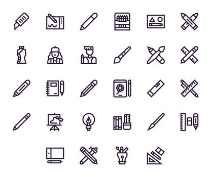 28 Bold Line Icons from Sketching in High Resolution Editable Quality vector