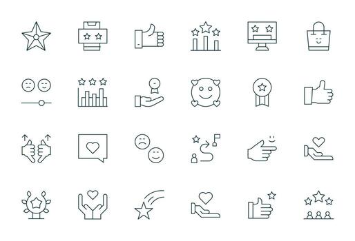 24 Thin Line Icons from Customer Satisfaction in 128x128 Pixel Optimized Quality vector