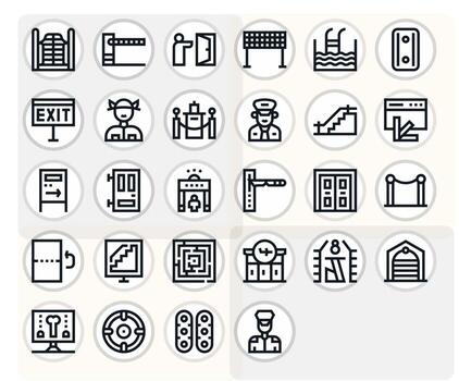 28 Grid Fitted Bold Line Icons designed for Exit Interface vector