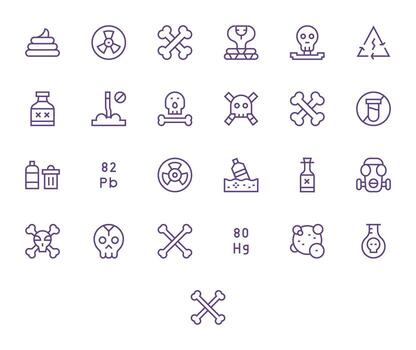 25 High Resolution Regular Line Icons optimized for Toxic Detail Enhanced display vector