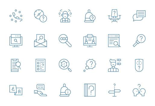 24 Pixel Optimized Thin Line Icons from Query Collection vector