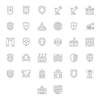 Fortress Scalable Set featuring 32 Display Perfect Thin Line Retina Ready Icons vector