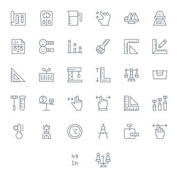32 Thin Line Icons for Scale in crisp 256x256 Display Perfect resolution vector