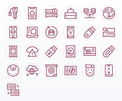 Backup Professional Set with 25 Regular Line Pixel Aligned Retina Ready Icons vector