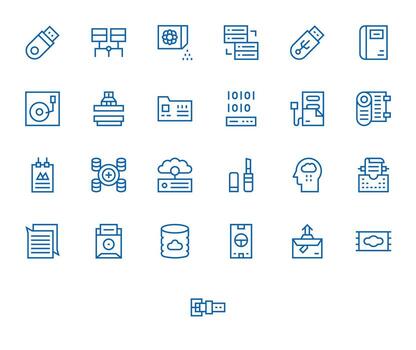información almacenamiento icono repositorio conteniendo 25 regular línea 64 x 64 monitor Perfecto gráficos vector
