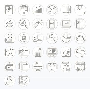 grafico gráficos presentando 32 Delgado línea píxel Perfecto 64 x 64 diseños vector