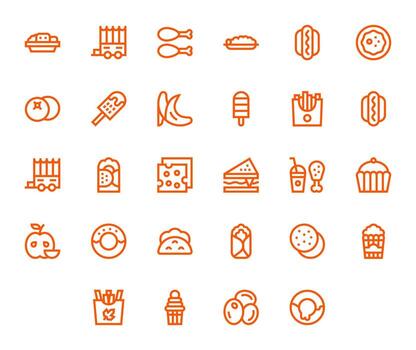 28 Icons for Snack optimized in Detail Enhanced High Resolution Bold Line resolution vector