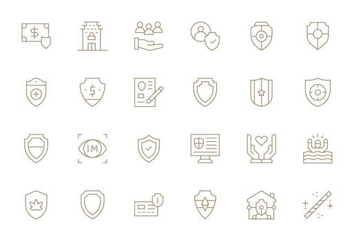 Safeguard Icon Set with 24 Thin Line High Resolution Editable Graphics vector