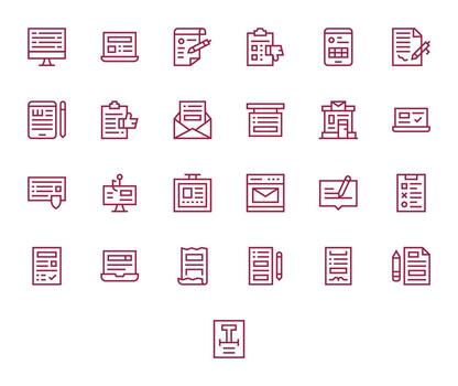 25 256x256 Regular Line Editable Icons for Online Form Projects vector