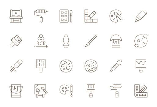 Color Comprehensive Bundle with 24 Display Perfect Thin Line 128x128 Icons vector