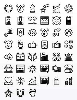 45 128x128 Bold Line Icons optimized for Positive Pixel Aligned display vector