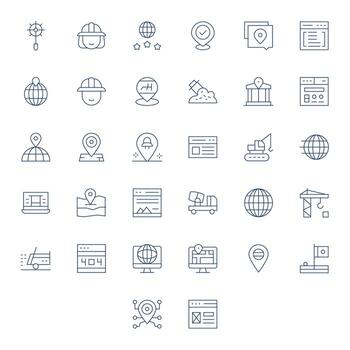 32 Thin Line Display Perfect Icons for Site Graphics vector